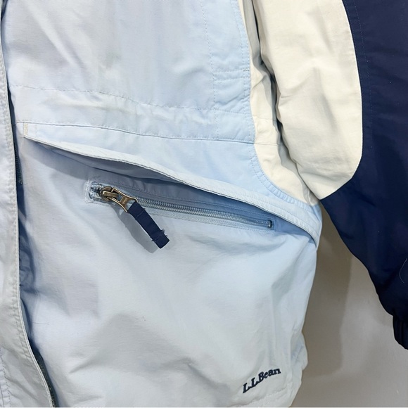 Vintage Two Tone Blue Two Layer Fleece + Winter Jacket Thick Warm Three Pockets - Picture 9 of 11